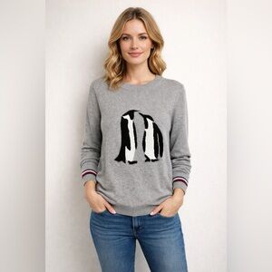 Tommy Hilfiger Gray Crewneck Penguin Intarsia Sweater Size S